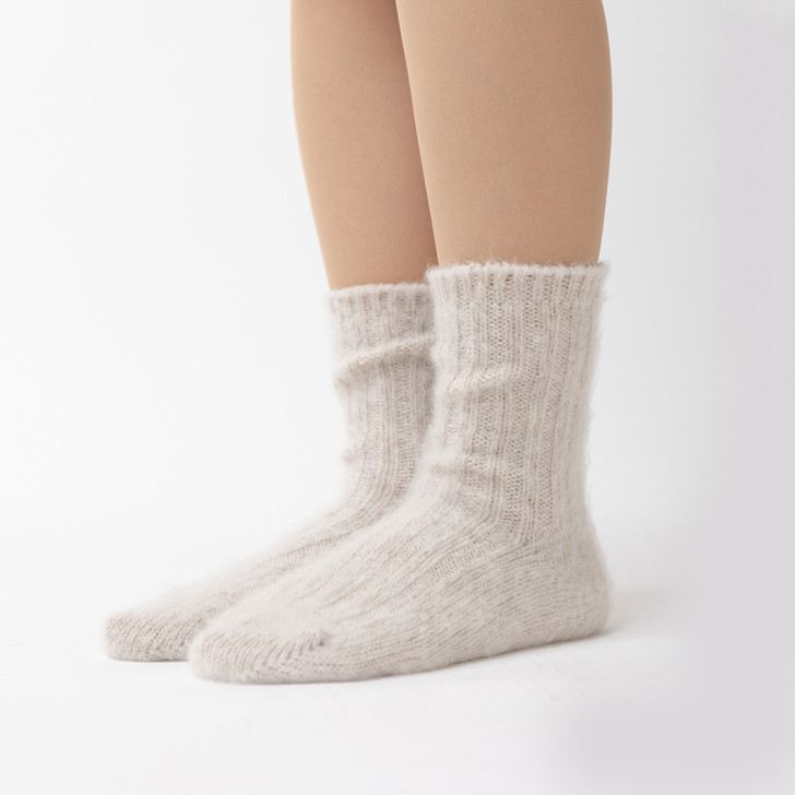 SHESAY Fluffy Mohair Ribbed Knit Socks