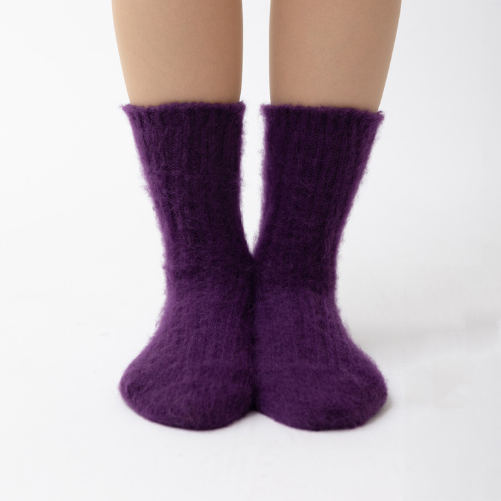 SHESAY Fluffy Mohair Ribbed Knit Socks