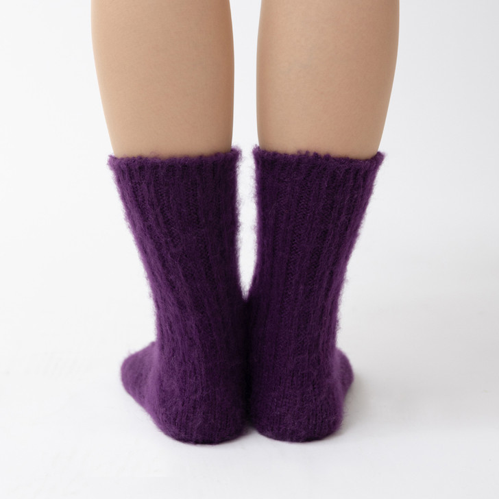 SHESAY Fluffy Mohair Ribbed Knit Socks