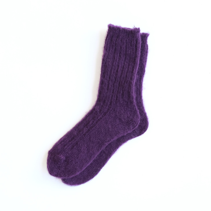 SHESAY Fluffy Mohair Ribbed Knit Socks