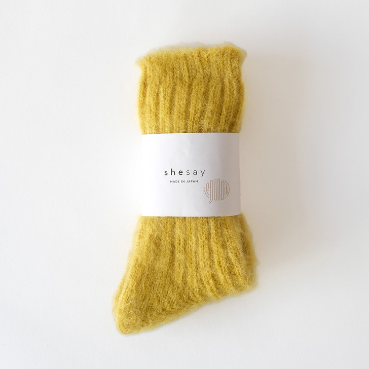 SHESAY Fluffy Mohair Ribbed Knit Socks