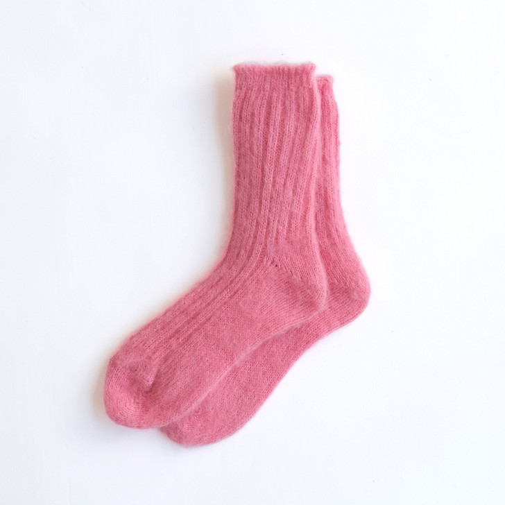 SHESAY Fluffy Mohair Ribbed Knit Socks