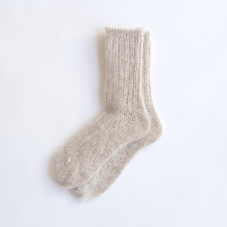 SHESAY Fluffy Mohair Ribbed Knit Socks