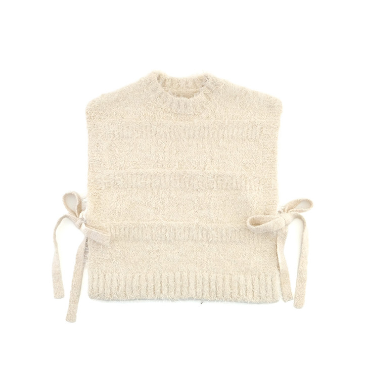 SHESAY Tweed-like Ribbon Yarn Knit Vest