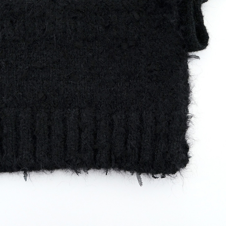 SHESAY Tweed-like Ribbon Yarn Knit Vest