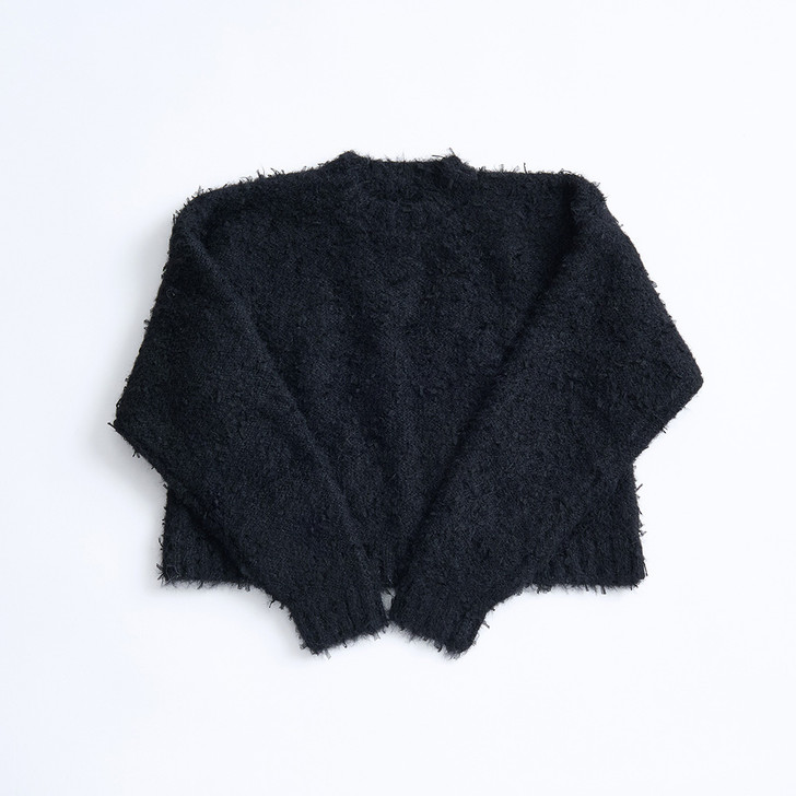 SHESAY Tweed-style Ribbon Yarn Short Sweater