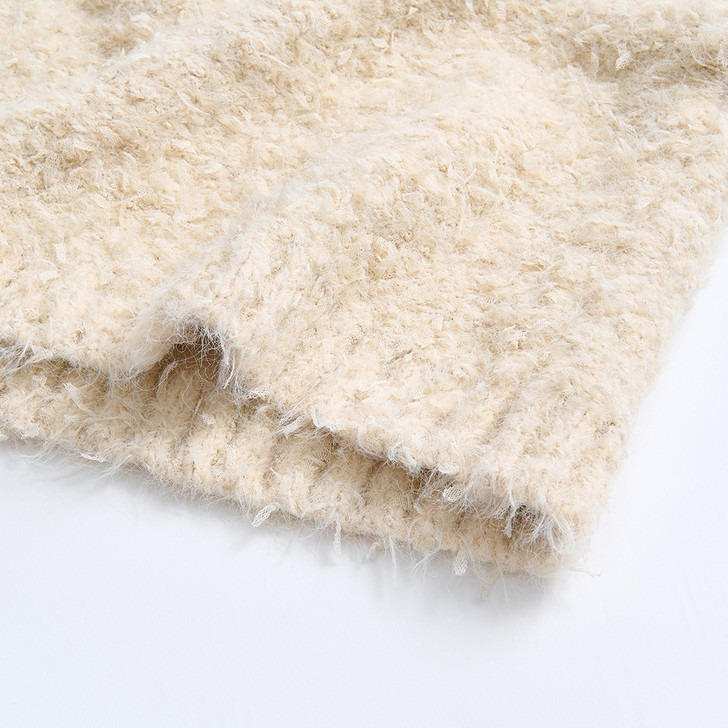 SHESAY Tweed-style Ribbon Yarn Short Sweater