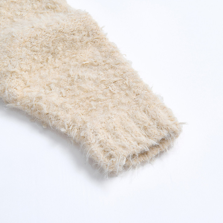 SHESAY Tweed-style Ribbon Yarn Short Sweater