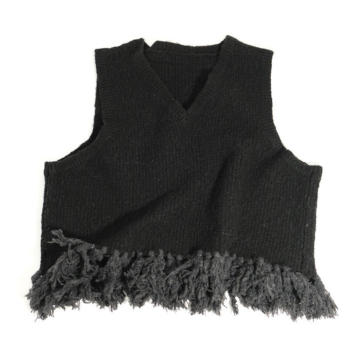 SHESAY Crown Knit Layered Fringed Knit Vest