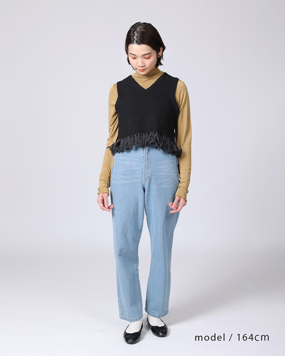 SHESAY Crown Knit Layered Fringed Knit Vest