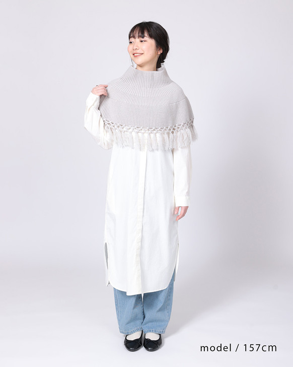 SHESAY Round Poncho with Fringe