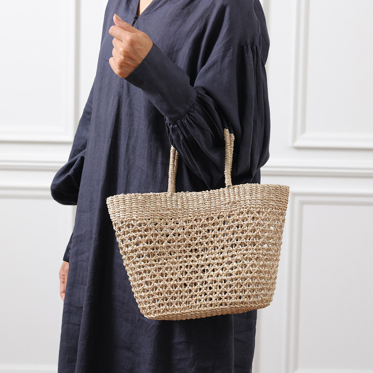 SHESAY Abaca bag with Two-tone Handles