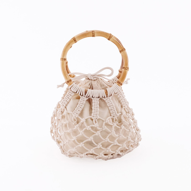 SHESAY Round Bamboo Macrame Bag