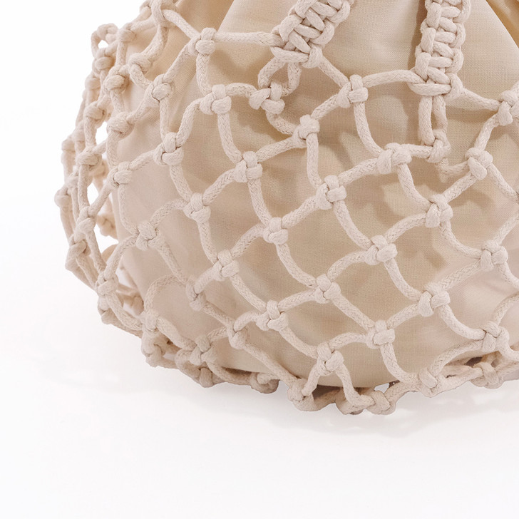 SHESAY Round Bamboo Macrame Bag