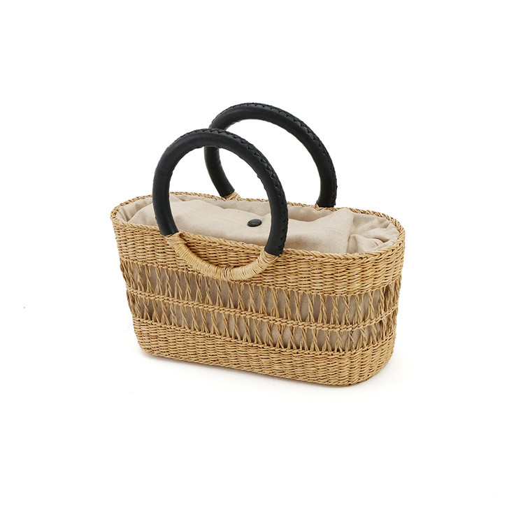 SHESAY Openwork Seagrass Round Handle Bag