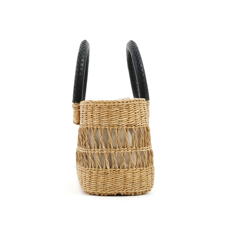 SHESAY Openwork Seagrass Round Handle Bag