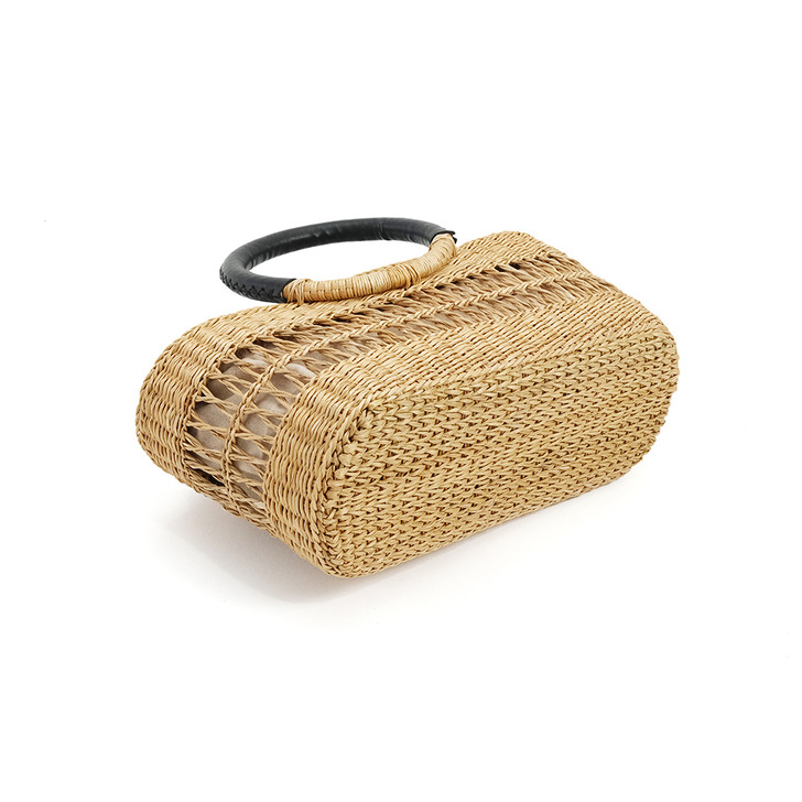 SHESAY Openwork Seagrass Round Handle Bag