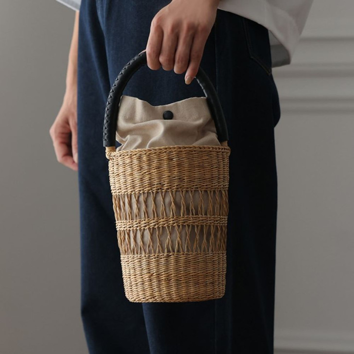 SHESAY Openwork Seagrass One-handle Bag