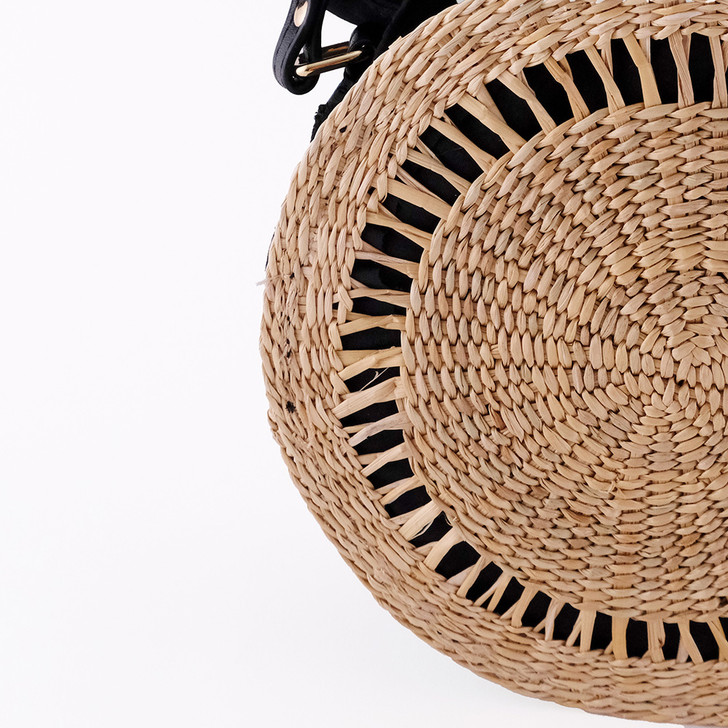 SHESAY Openwork Seagrass Circle Shoulder Bag