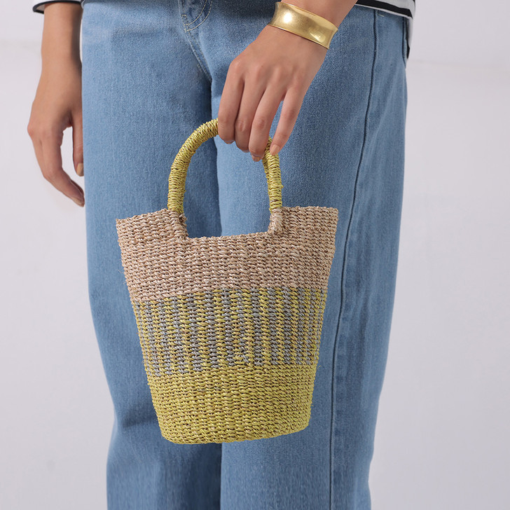 SHESAY Abaca Striped Mini Bag