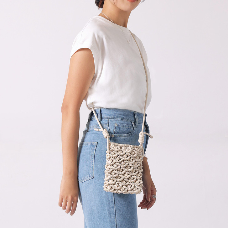 SHESAY Woven Macrame Shoulder Bag