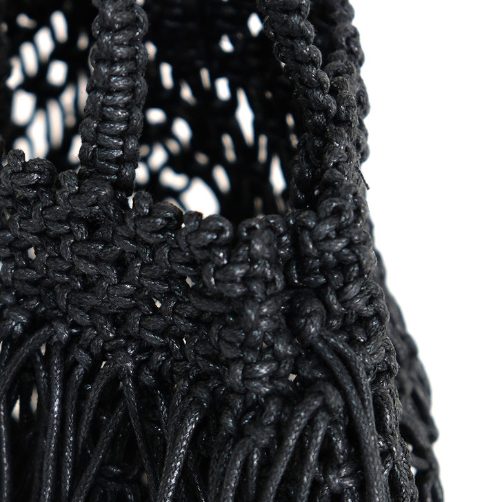 SHESAY Macrame Bag with Flowing Fringe