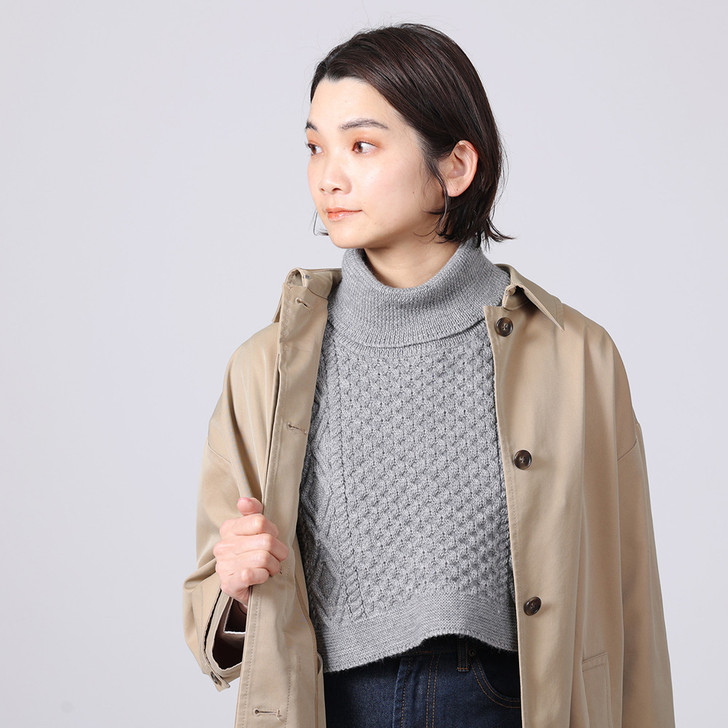 SHESAY Aran Pattern Turtleneck Cape