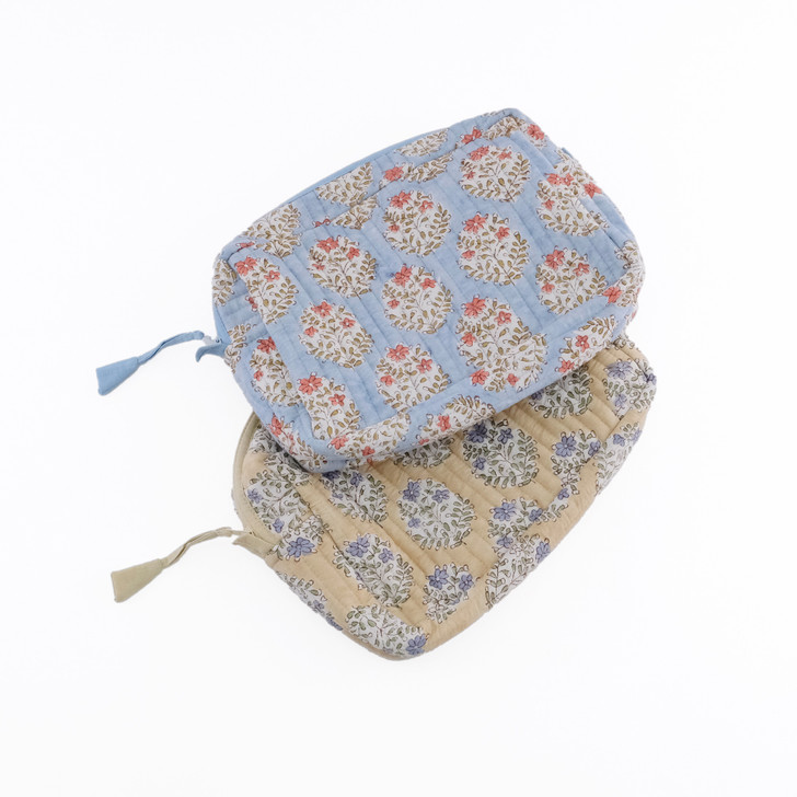 SHESAY Block Print Quilted Pouch Portulaca