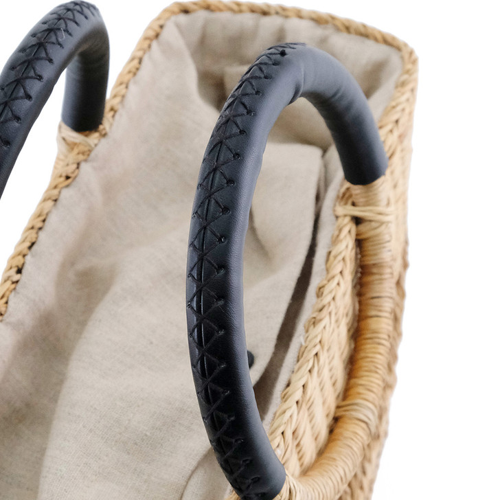 SHESAY Openwork Seagrass Round Handle Bag Rectangle