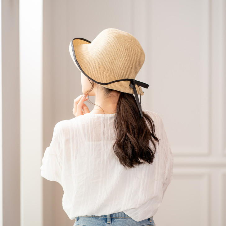 SHESAY Paper Braid Hat with Folded Brim