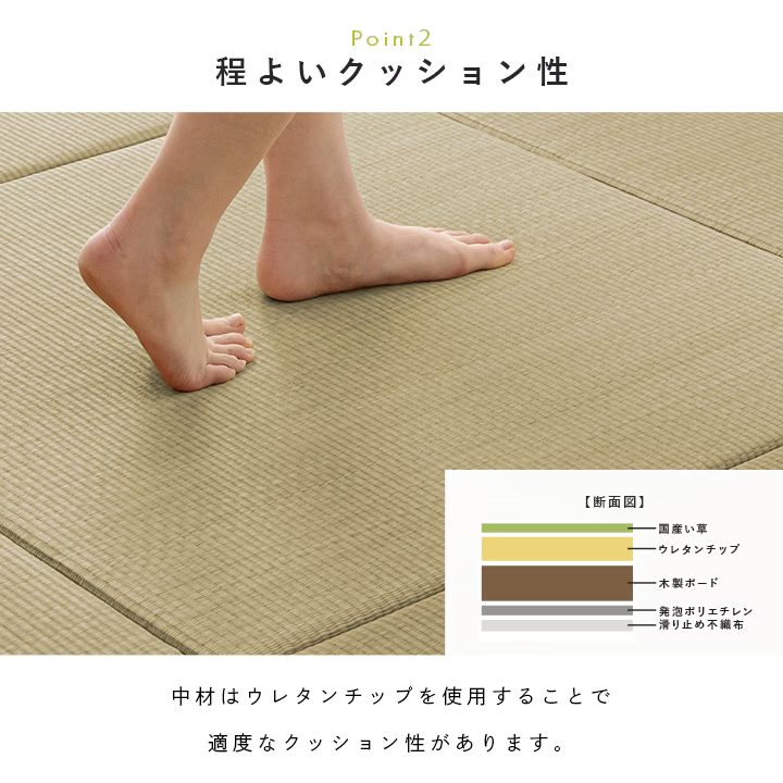 Modular Tatami Mats, Sukusuku Tatami, 70cm/82cm  Rush Grass, Borderless