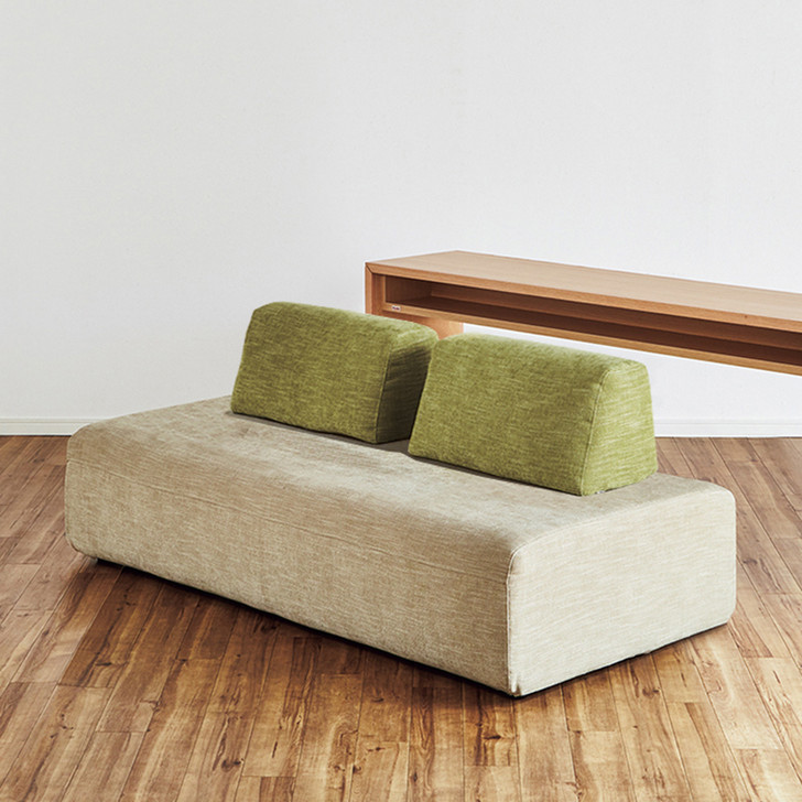 MEUBLE Island Slim Sofa-Beige/Green