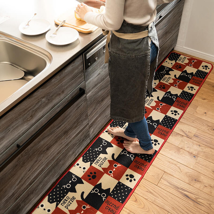 IKEHIKO Kitchen Mat Cat Puzzle