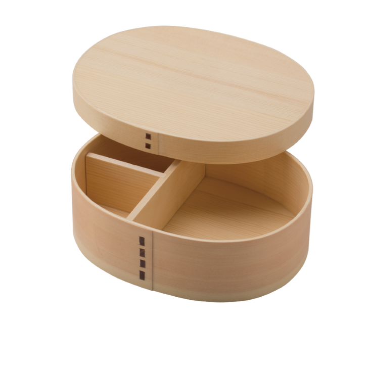 WAKACHO Magewappa Cover type oval one-tier bento box Natural