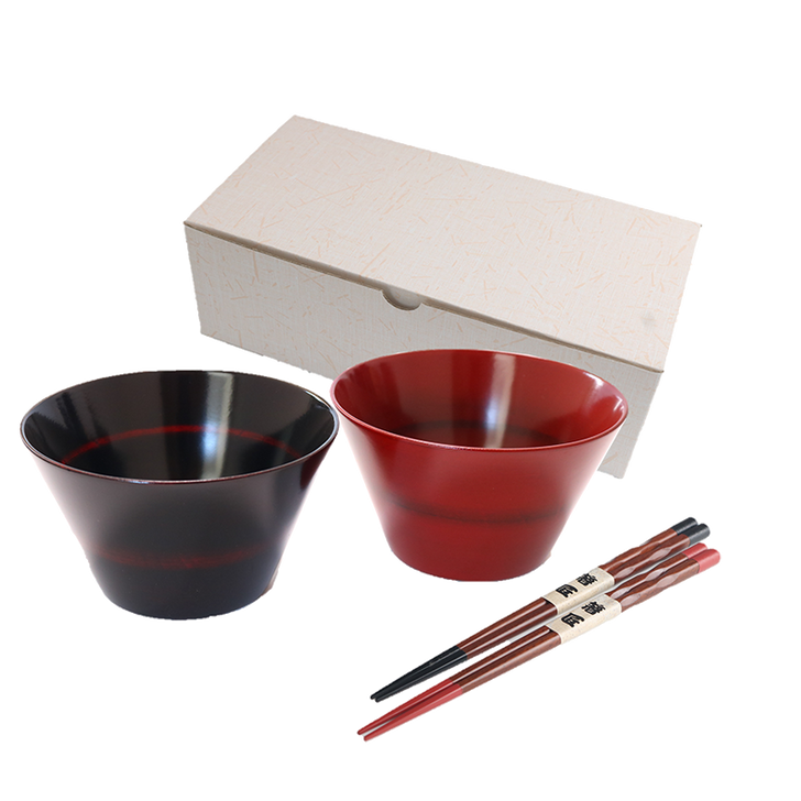 WAKACHO 23W28-9 Bowls with Chopsticks Pair Gift Set