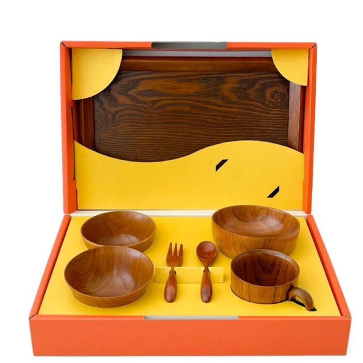 WAKACHO Kids Wooden Tableware Set