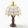 Dollhouse Miniature White Tiffany Table Lamp (MH627); shown unlit