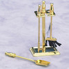 Four-piece brass fireplace tool set