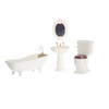 One-inch (1:12) scale dollhouse miniature white ceramic bathroom