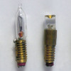 A standard 12-volt screw base flame-tip bulb is shown on the left compared to CR2S502-1 LED flame-tip screw base bulb on the right.