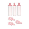 Image of pink and white bottles and pink pacifiers (6 pieces)