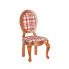 Dollhouse miniature Queen Anne side chair with red and white plaid upholstery