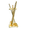 Four-piece brass fireplace tool set