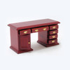 Desk, Mahogany (CLA10800); One-inch scale dollhouse miniature office desk in one-inch (1:12) scale; drawers open 