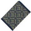 Brocade patterned blue and creamy gold rug