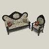 Dollhouse miniature Halloween toile sofa and arm chair set