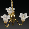 MH56070 - LED Battery 3 Up Tulip White Shade Chandelier with Wand, CR1632 Battery Included, 3 Volt, top view