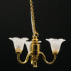 MH56070 - LED Battery 3 Up Tulip White Shade Chandelier with Wand, CR1632 Battery Included, 3 Volt, side view