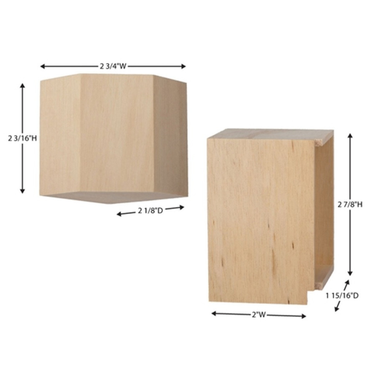 Unfinished Upper and Base Corner Cabinets (HW14409) with dimensions