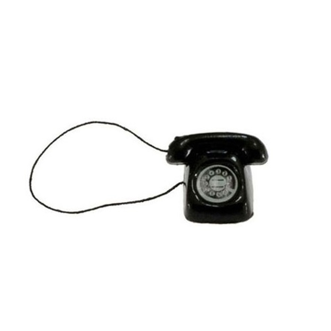 Alternative image of black rotary dial telephone on white background